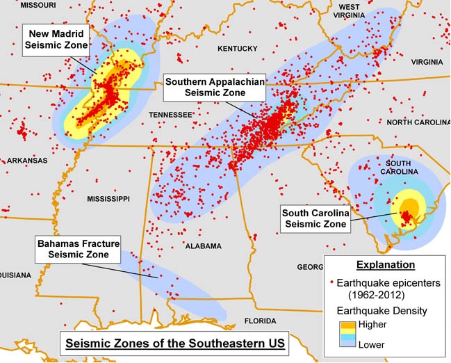 SE_USA Seismic Zones